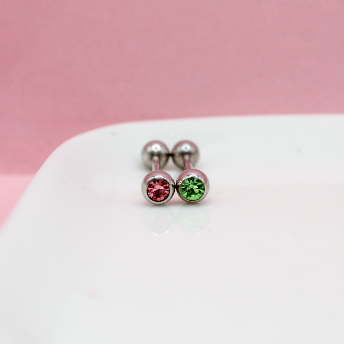 PIERCING RECTO LISO ZIRCONIA BOLA GRANDE 316L