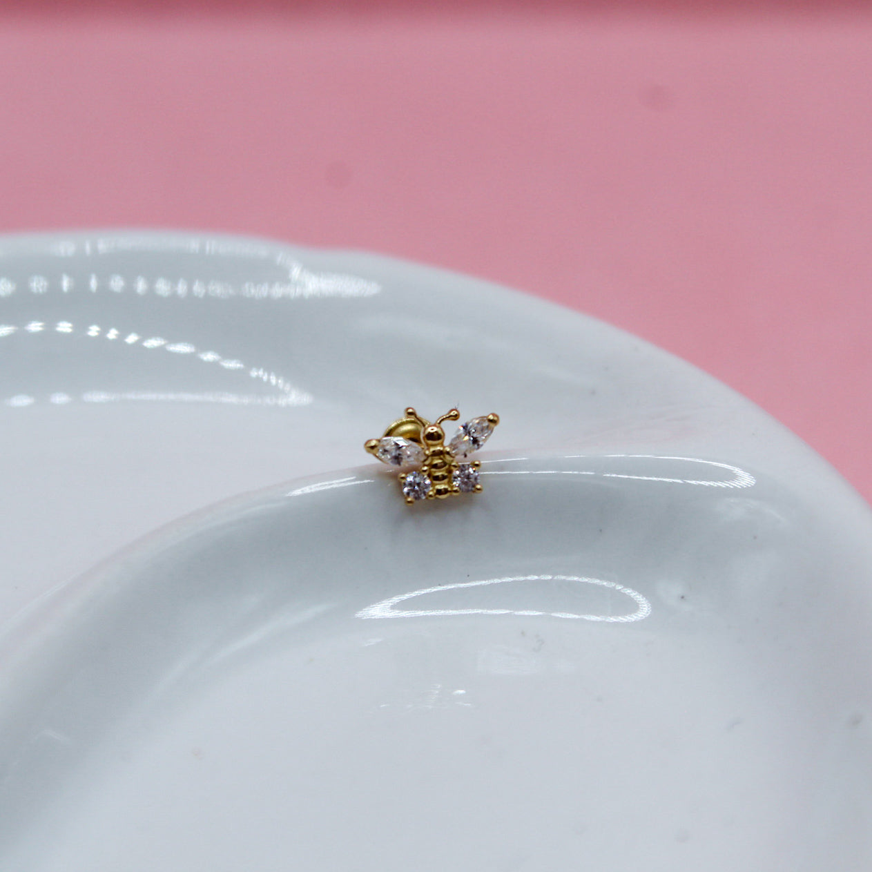 MARIPOSA ZIRCONIAS ORO JAPONES 10K