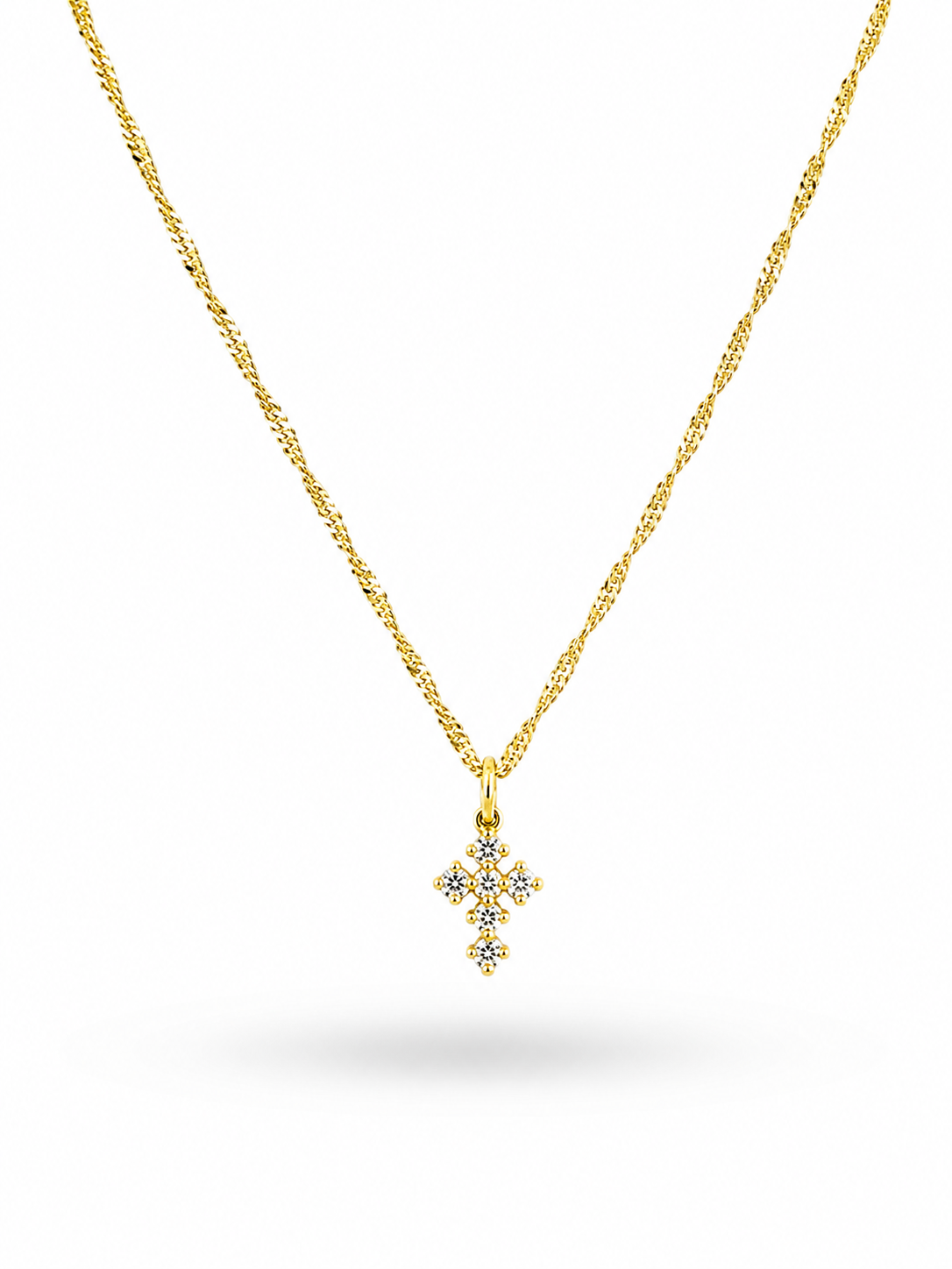 COLLAR DORSAL CRUZ ZIRCONIAS ROMBOS