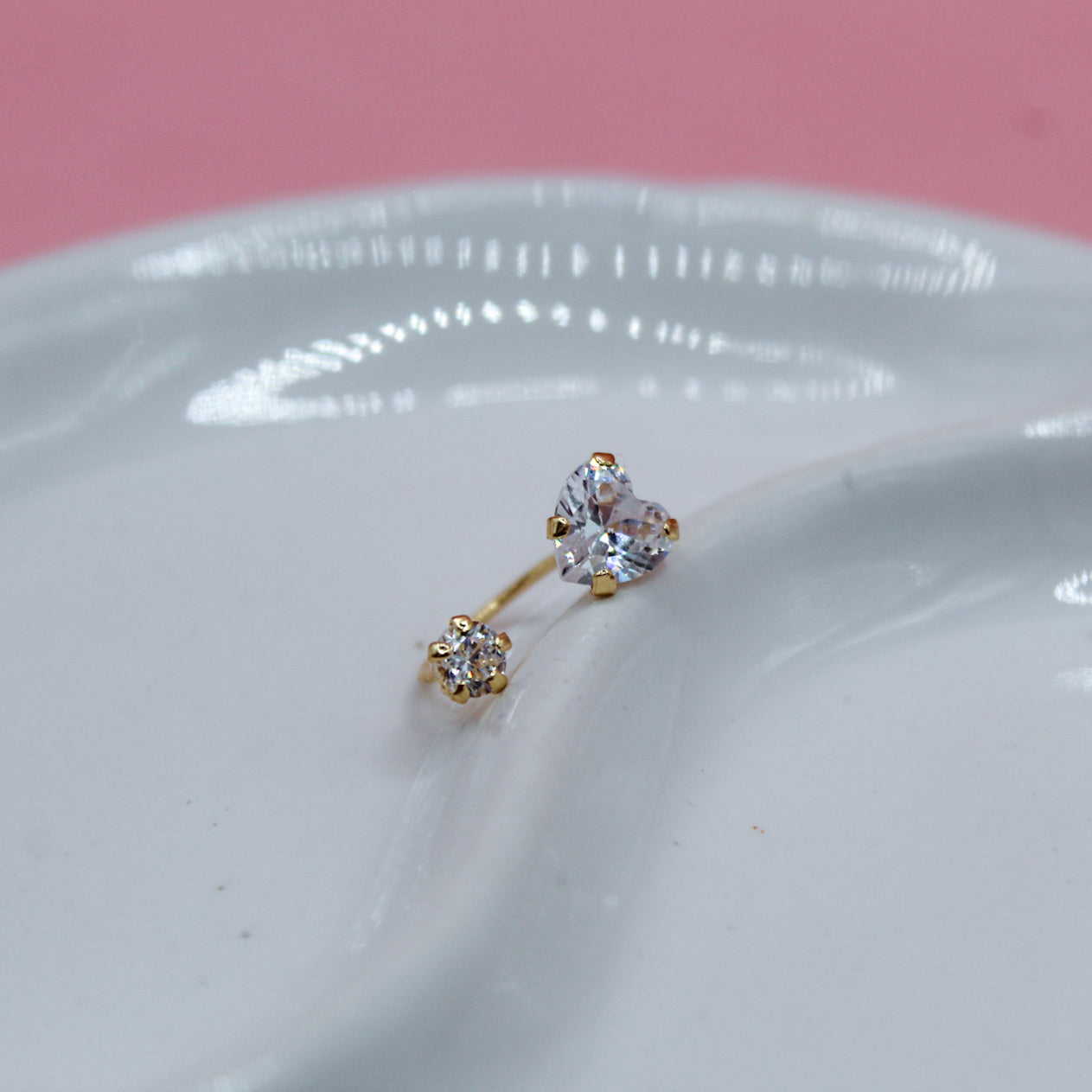 ROOK CORAZON Y ZIRCONIA ORO ITALIANO 10K