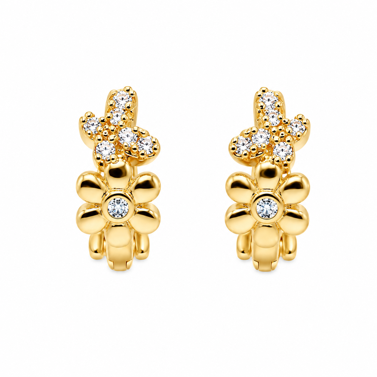ARRACADA MARIPOSA ZIRCONIAS Y FLORES ZIRCONIA CENTRO