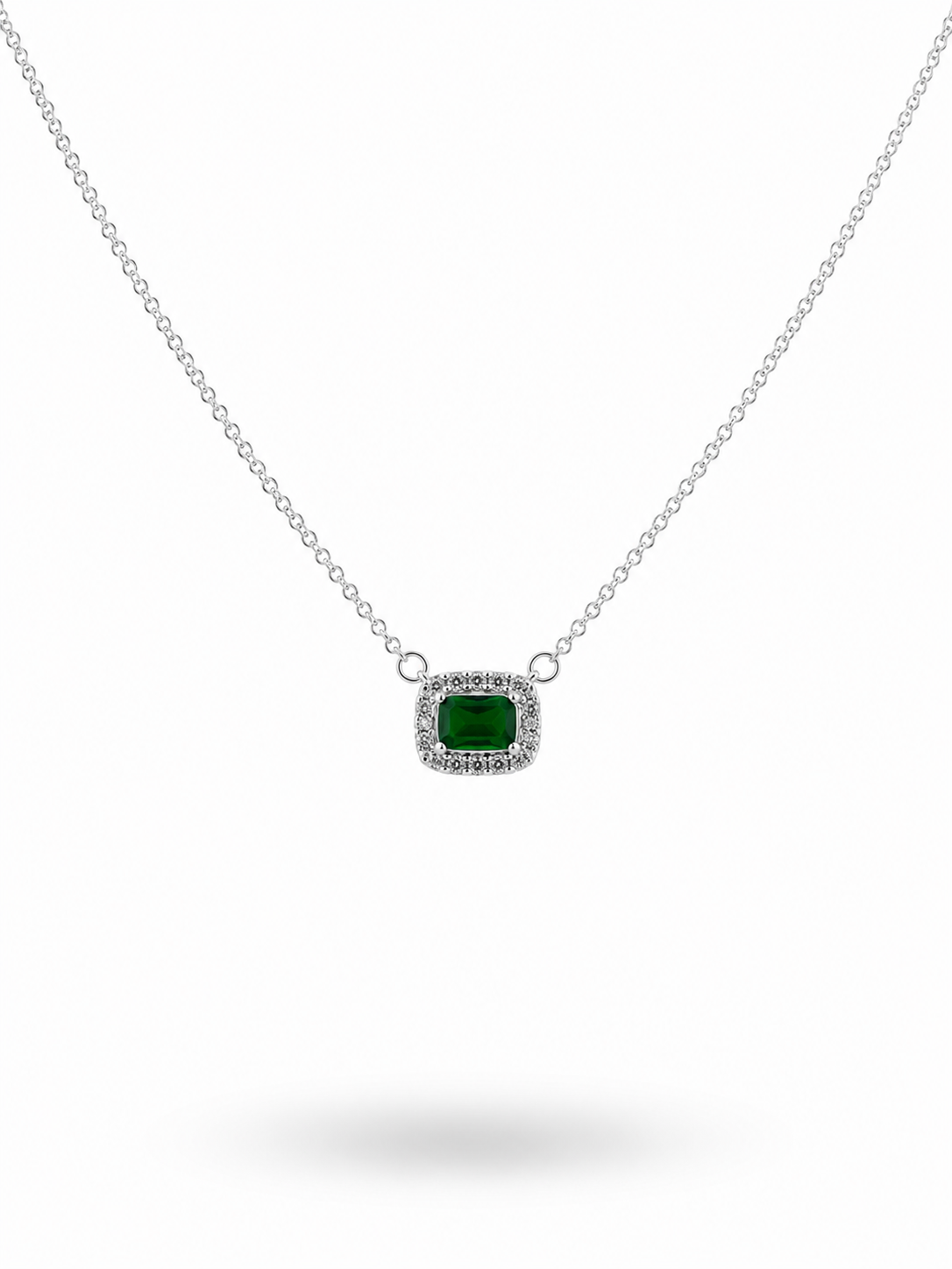 COLLAR ZIRCONIA VERDE RECTANGULAR ACOSTADA