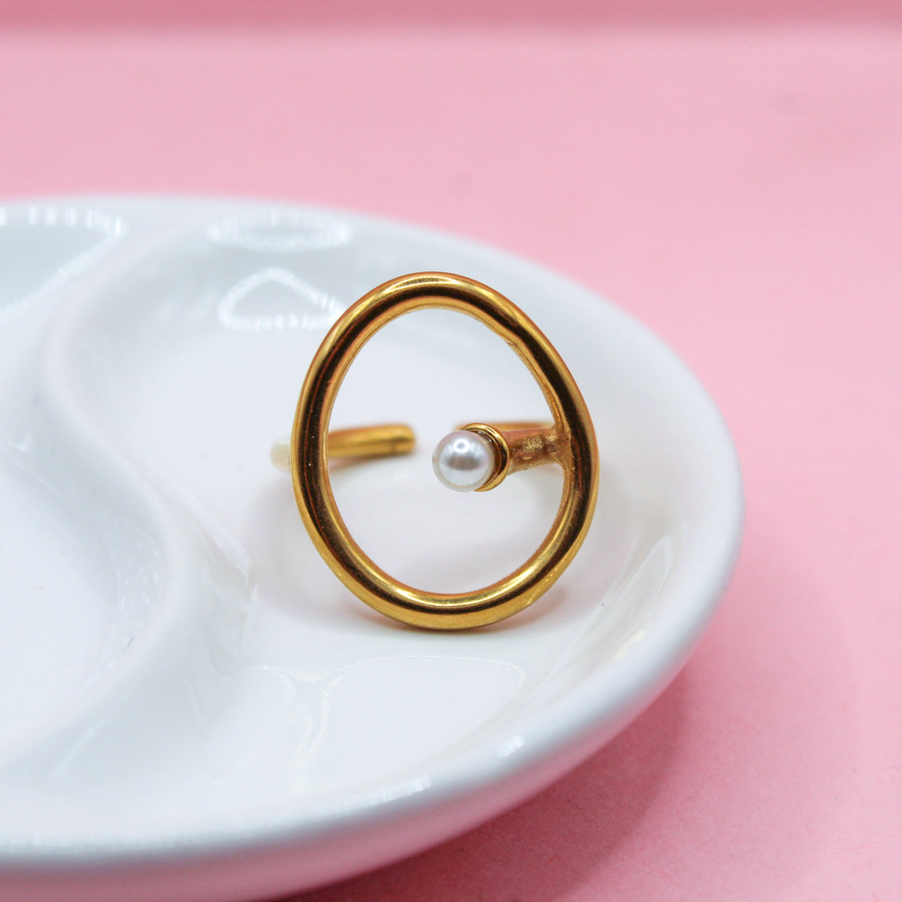 ANILLO CIRCULO CHUNKY CON PERLA