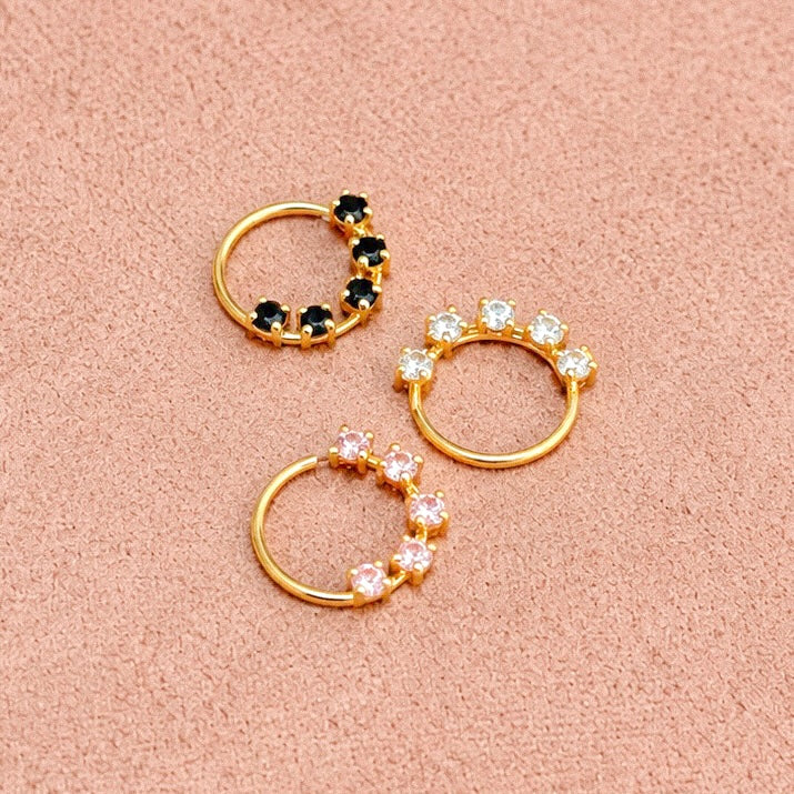 HOOP CINCO ZIRCONIAS COLORES 10K