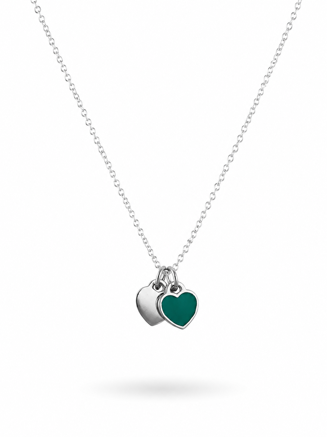 COLLAR PLATEADO CORAZON TIFFANY VERDE