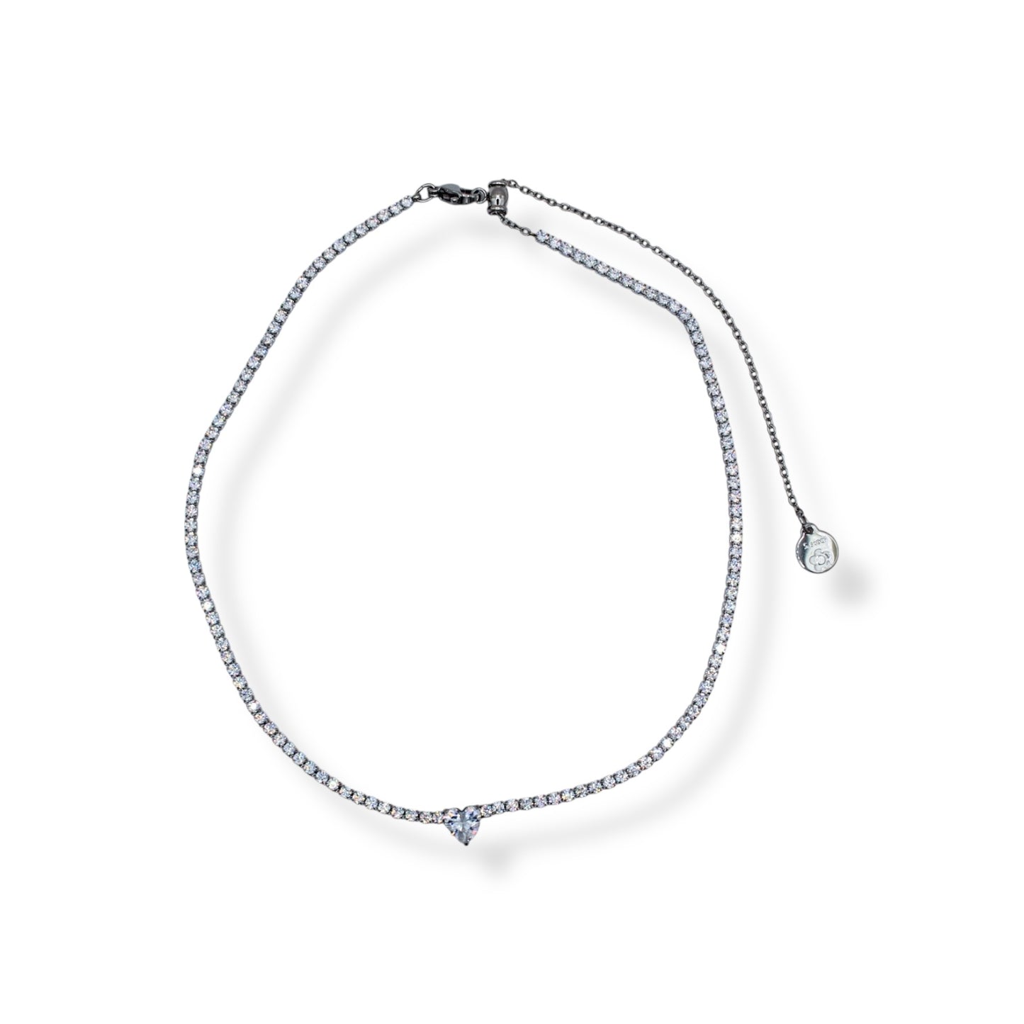 COLLAR ZIRCONIA CON ZIRCONIA CORAZON CENTRO (GARGANTILLA)