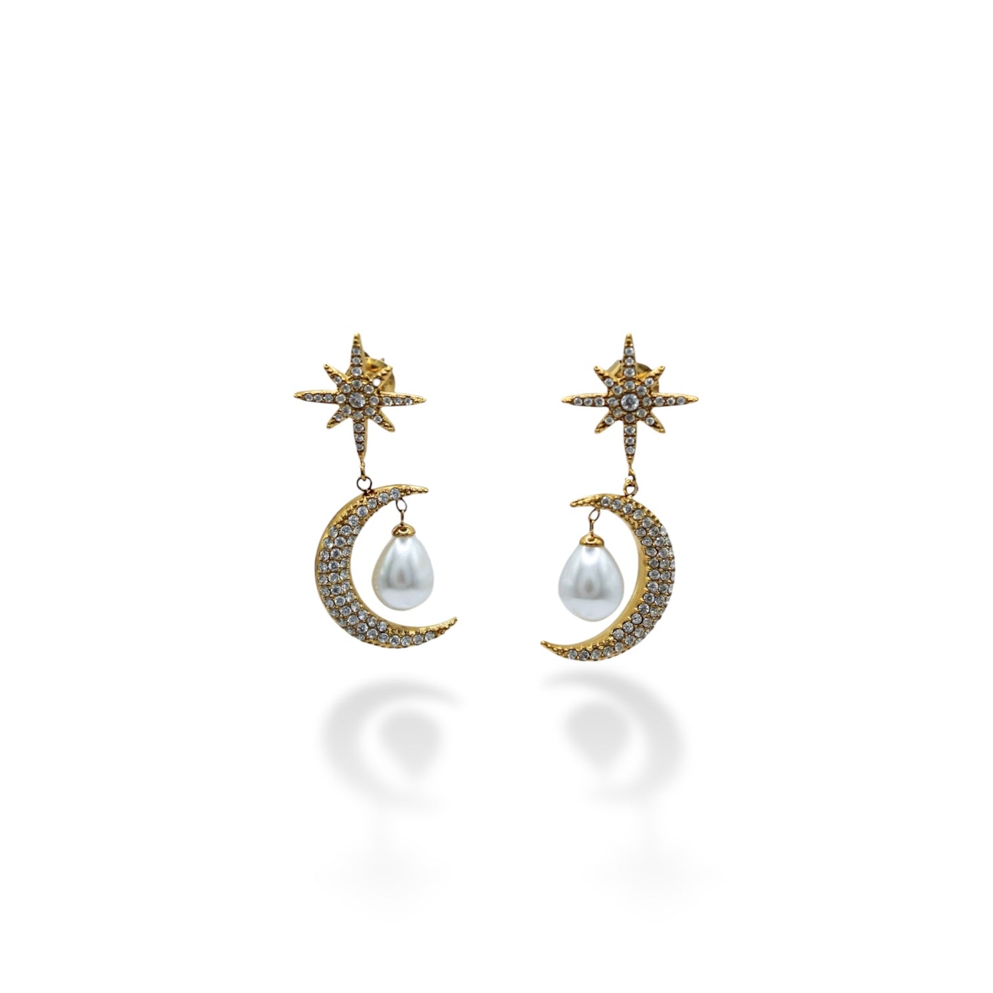 ARETE ESTRELLA CON LUNA Y PERLA