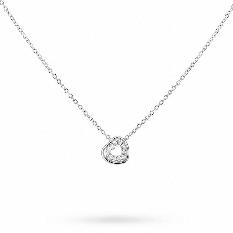 COLLAR CORAZÓN CON ZIRCONIAS PLATA .925