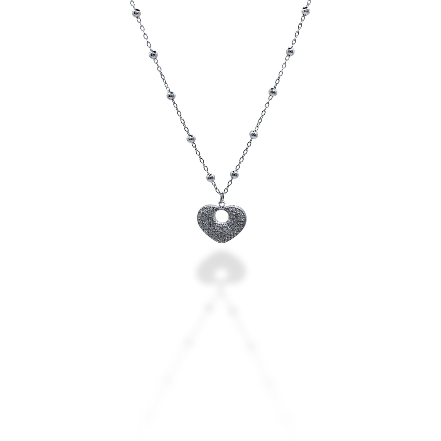 COLLAR CORAZON ZIRCONIAS CON CIRCULO ARRIBA