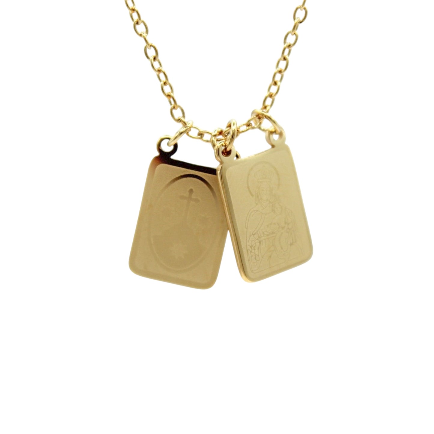 COLLAR PLACA RECTANGULAR GRABADO RELIGIOSO