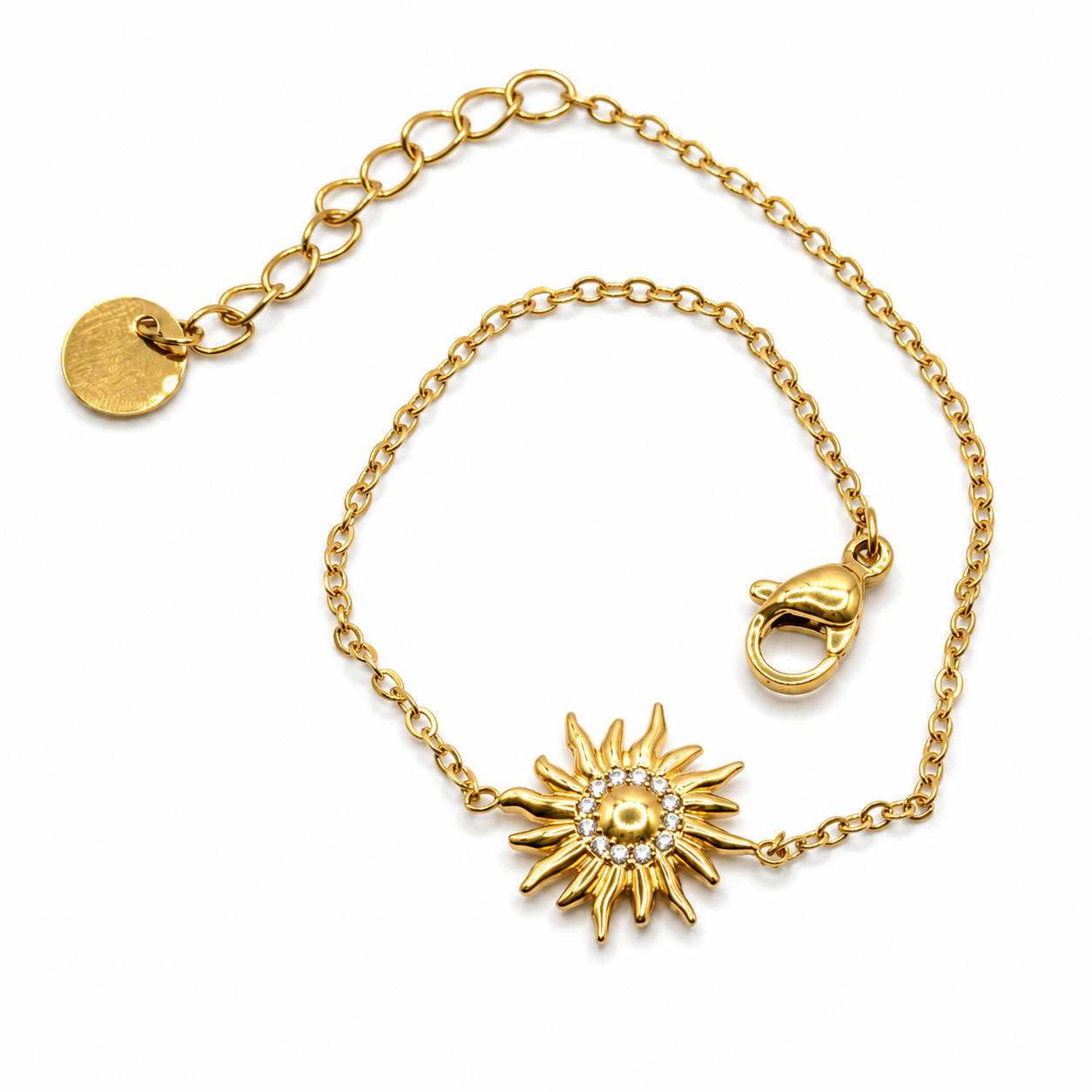 PULSERA SOL DETALLADO Y ZIRCONIAS CENTRO