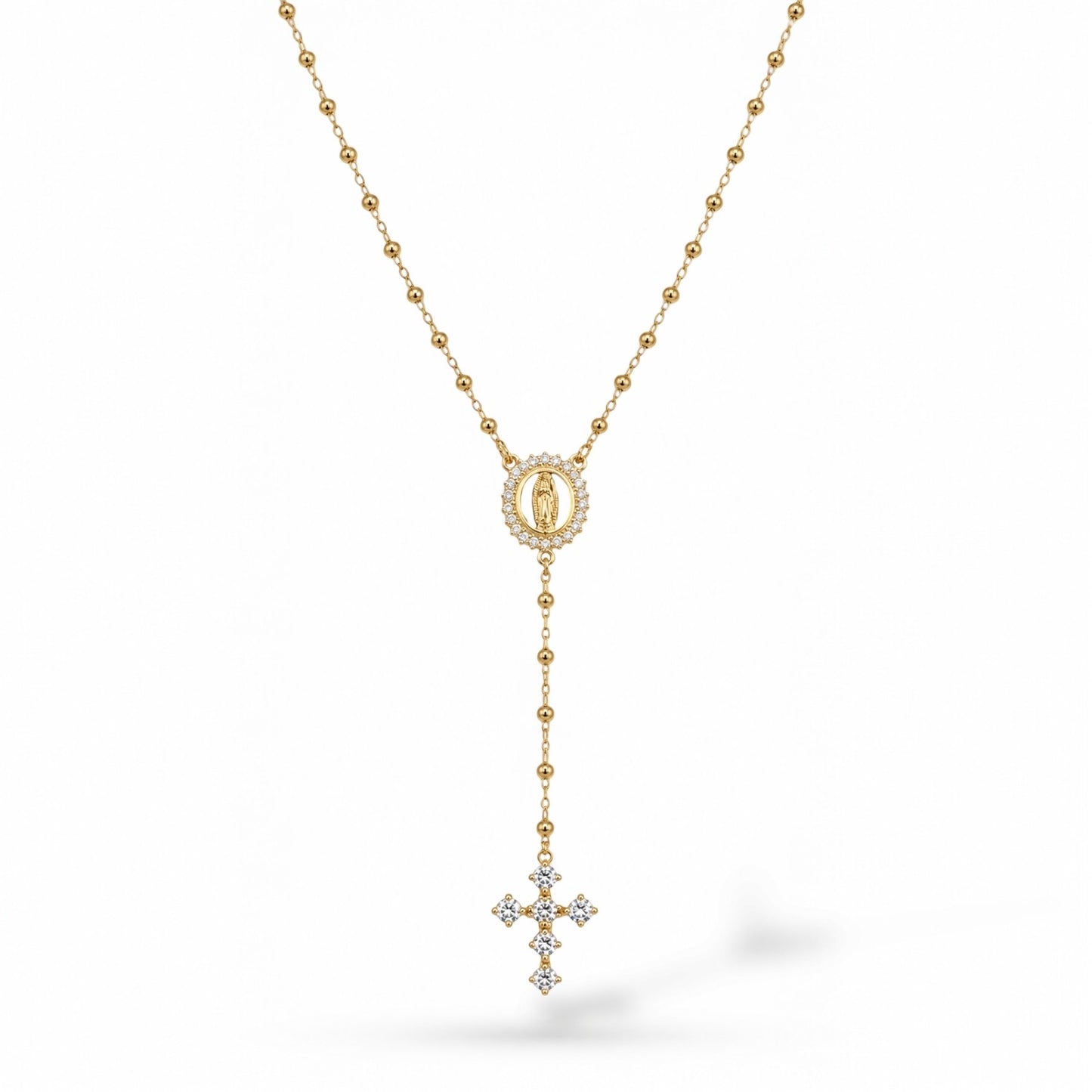 ROSARIO VIRGEN ZIRCONIAS Y CRUZ ZIRCONIAS TIPO ROMBO