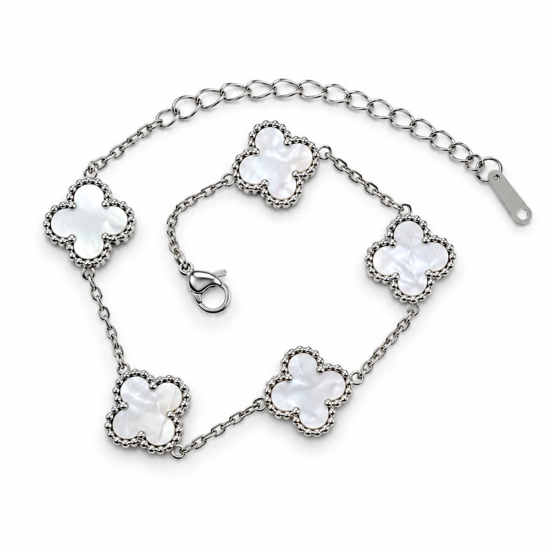 PULSERA TRÉBOL BLANCO