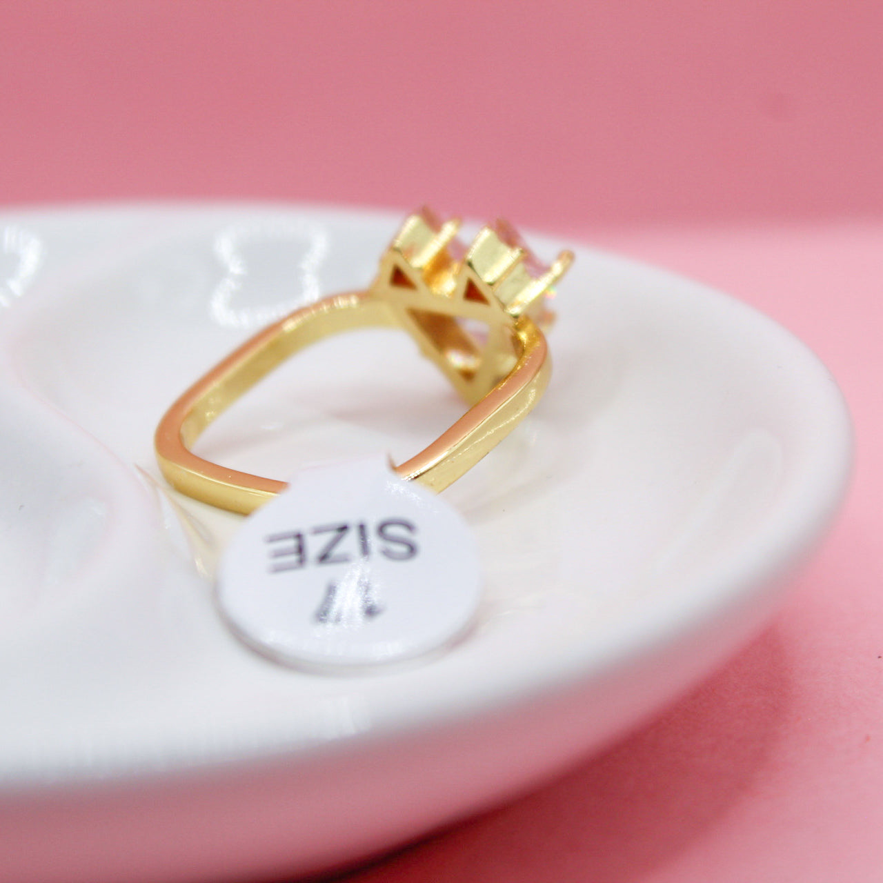 ANILLO CORAZÓN ZIRCONIA BLANCA CON ROSA