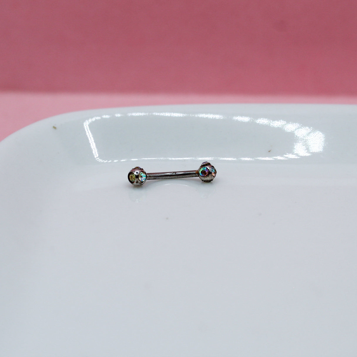 BANANA PLATEADA BOLA ZIRCONIAS TORNASOL 316L