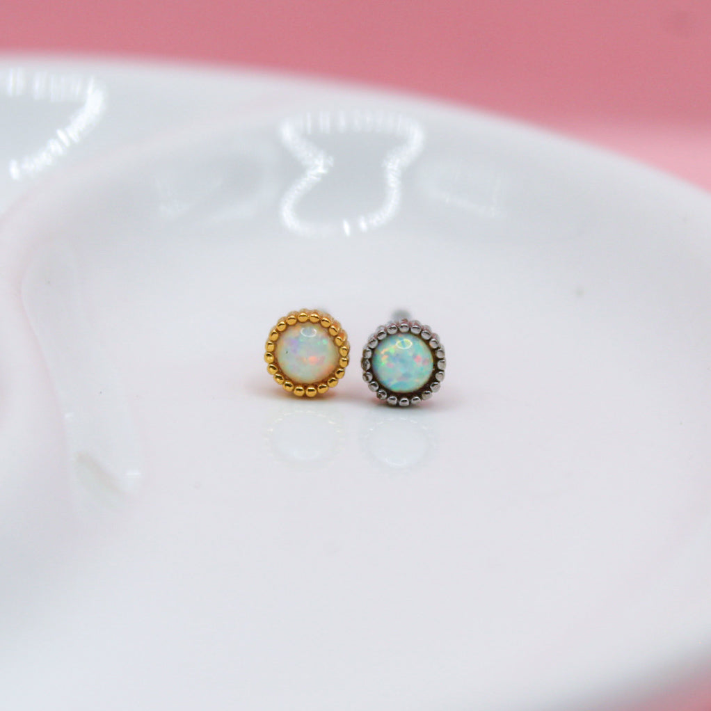 ÓPALO BICELADO GRANDE CON BOLITAS 316L