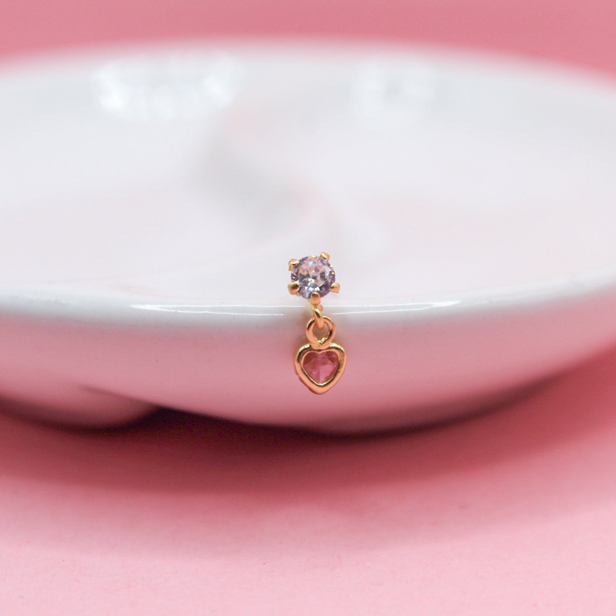 ZIRCONIA CON CORAZÓN COLGANTE BICELADO 10K