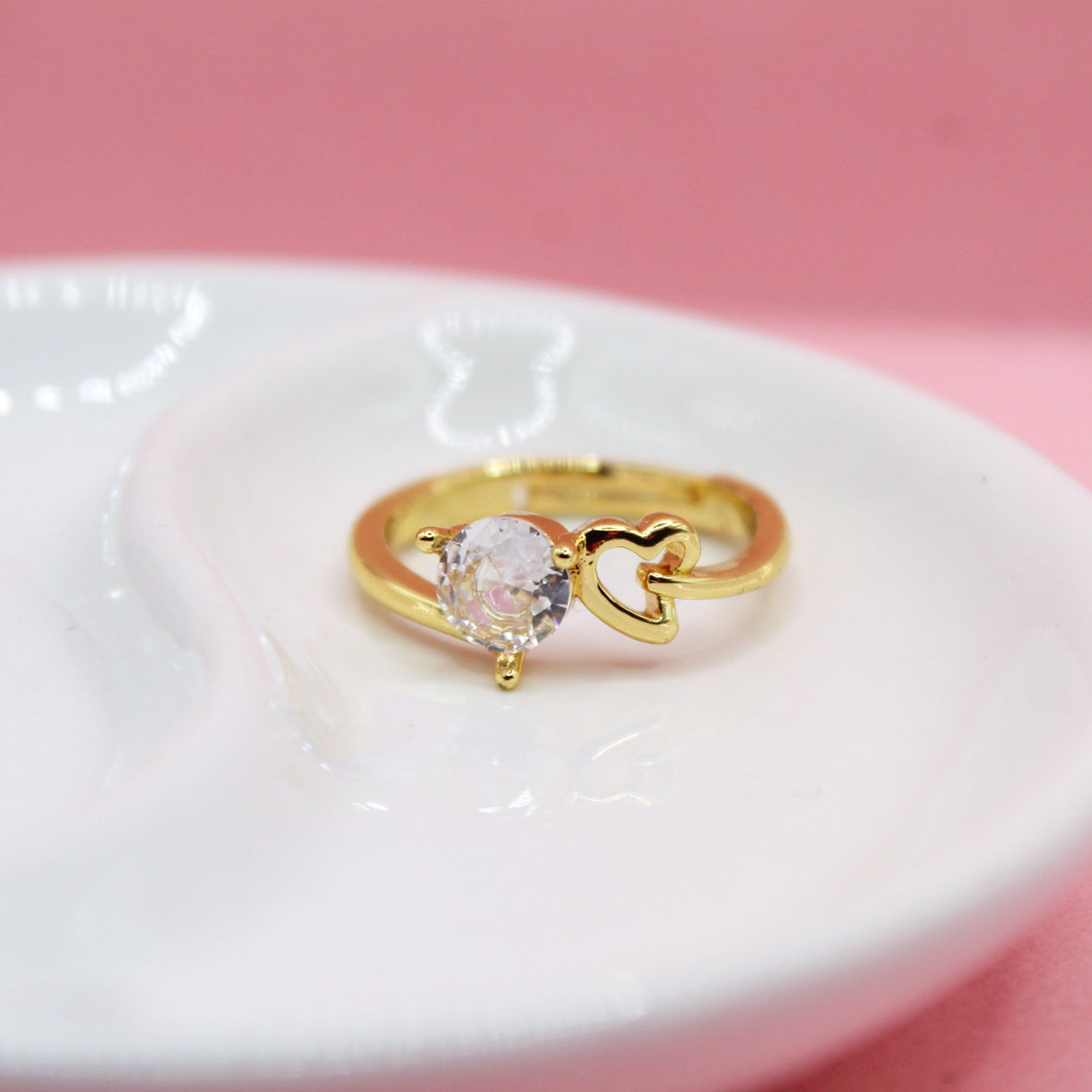 ANILLO ZIRCONIA REDONDA CORAZÓN SILUETA