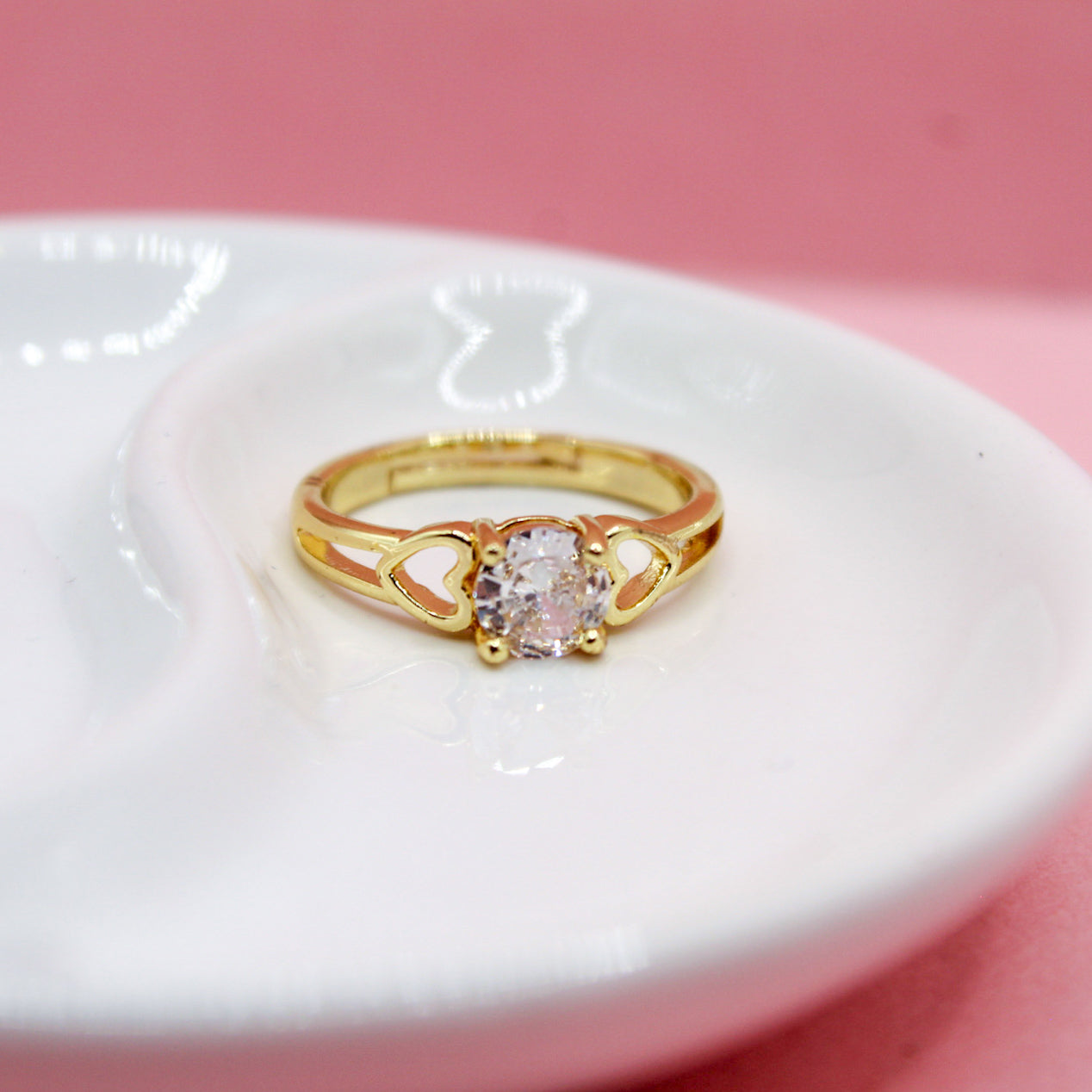 ANILLO ZIRCONIA REDONDA CORAZONES SILUETA