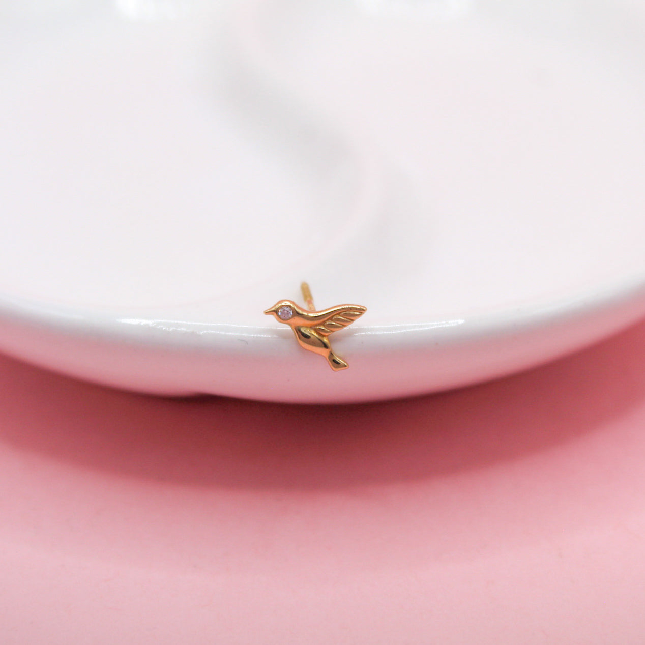 PAJARO ZIRCONIA OJO ORO JAPONES 10K