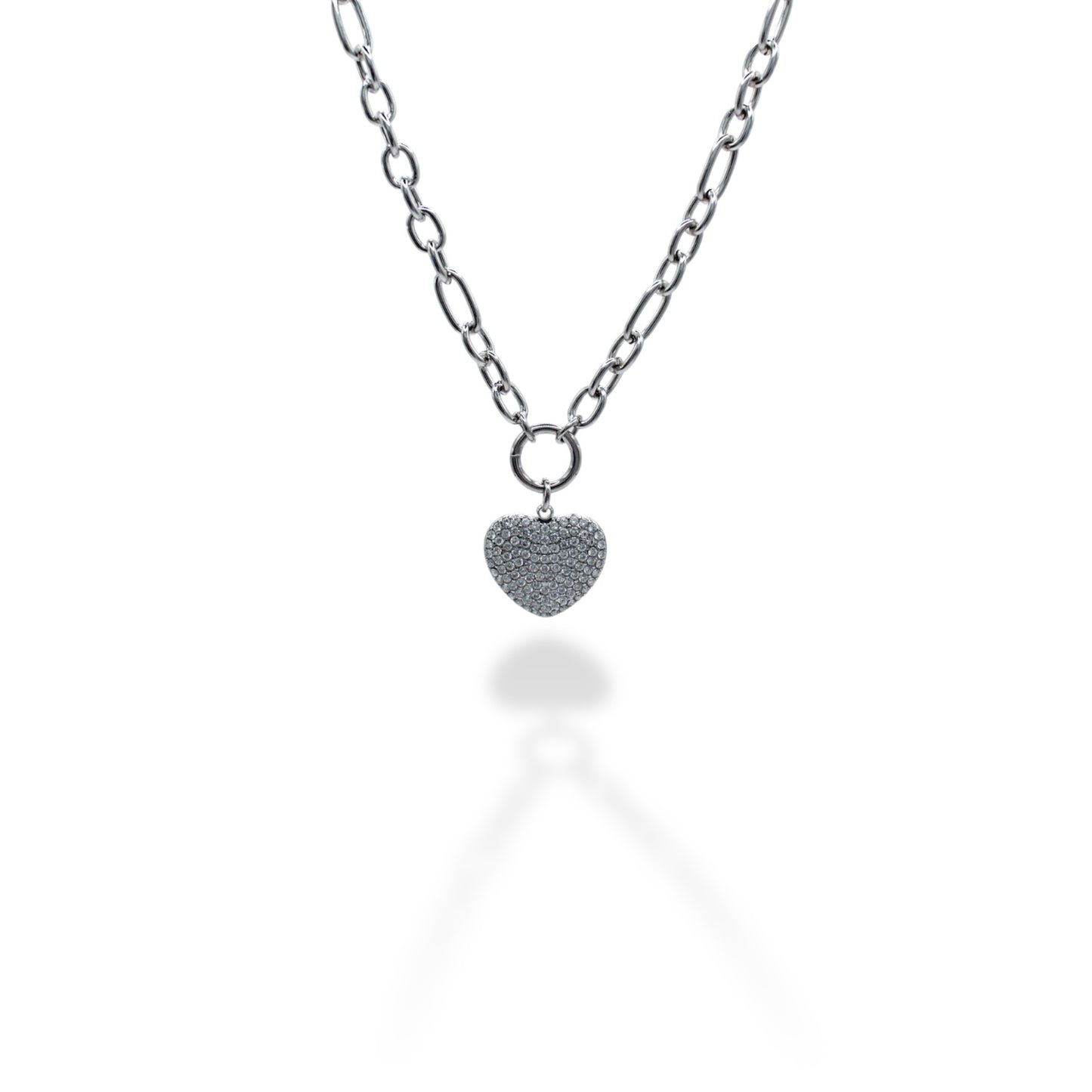 COLLAR DE ESLABONES CORAZON ZIRCONIA