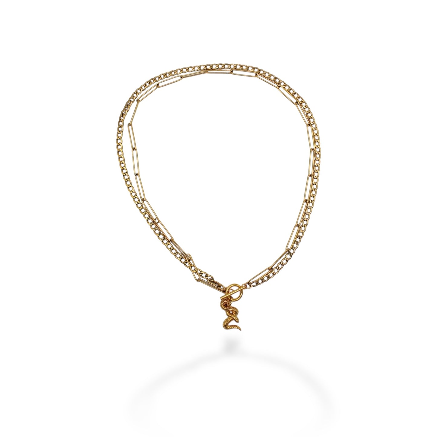 COLLAR DOBLE DE ESLABONES Y SERPIENTE