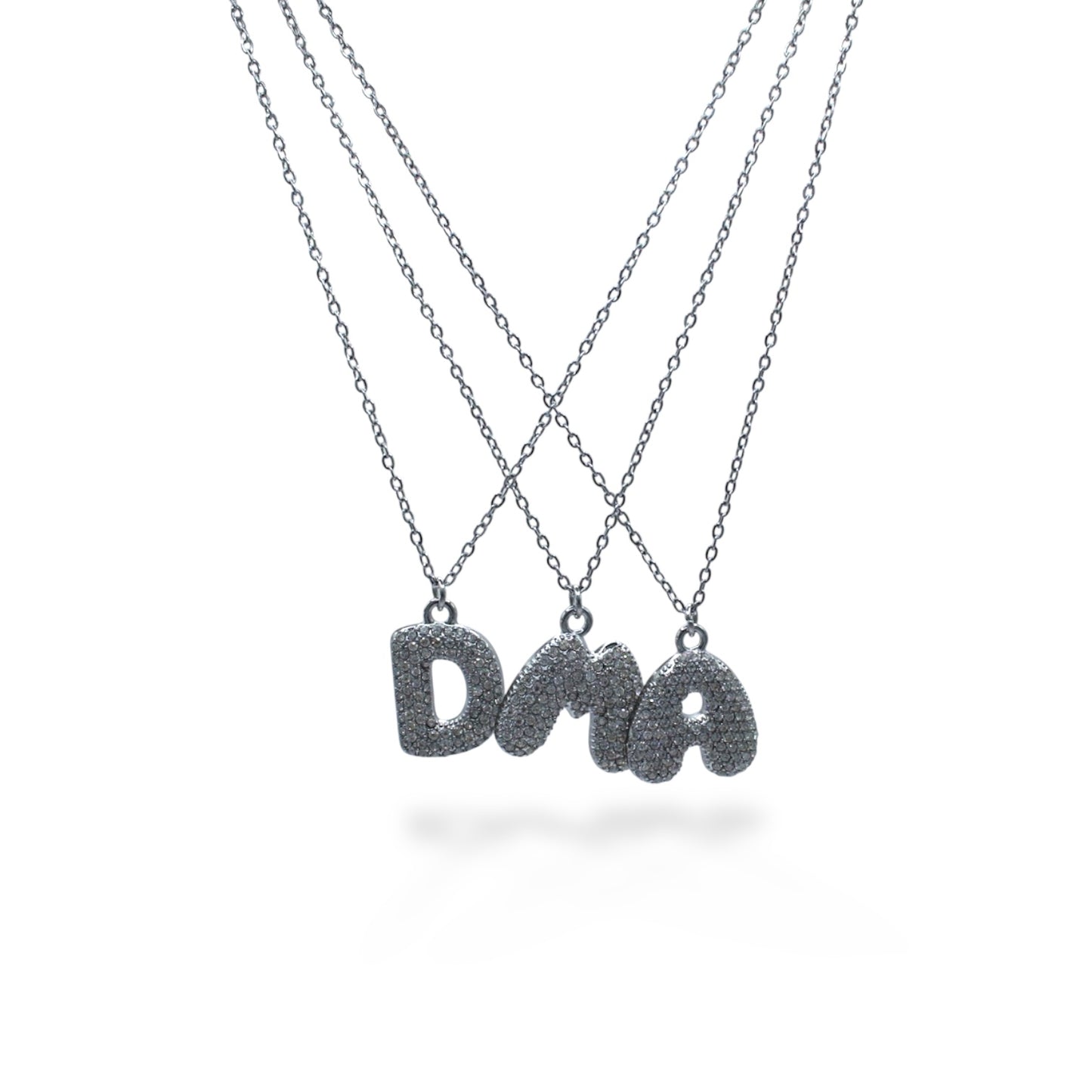 COLLAR PLATEADO INICIAL CHUNKY ZIRCONIAS