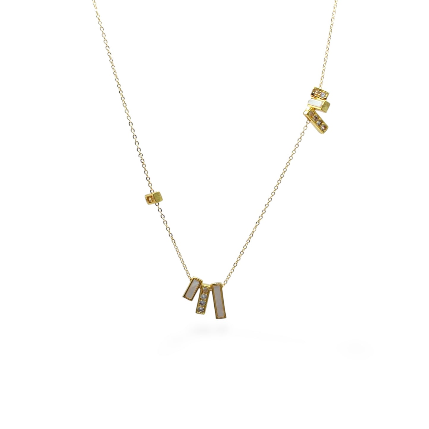 COLLAR TRES BARRAS CON ZIRCONIAS Y LISAS