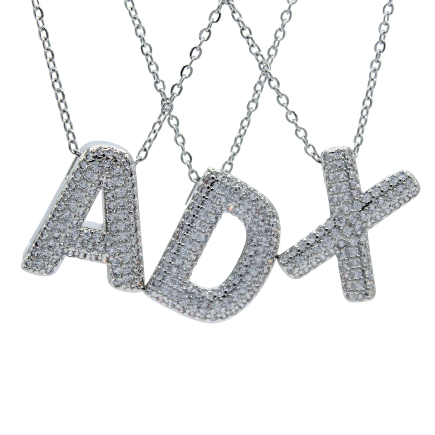 INICIAL PLATEADA LETRA CHUNKY BRILLOS