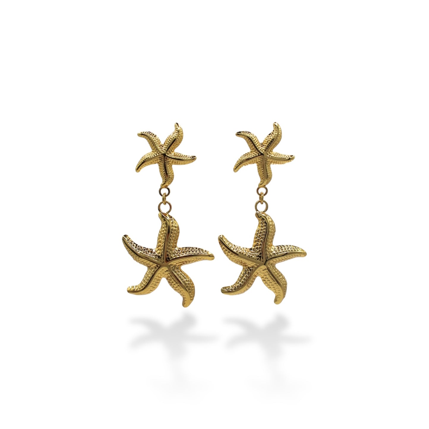 ARETE DOBLE ESTRELLA COLGANTE TEXTURIZADA