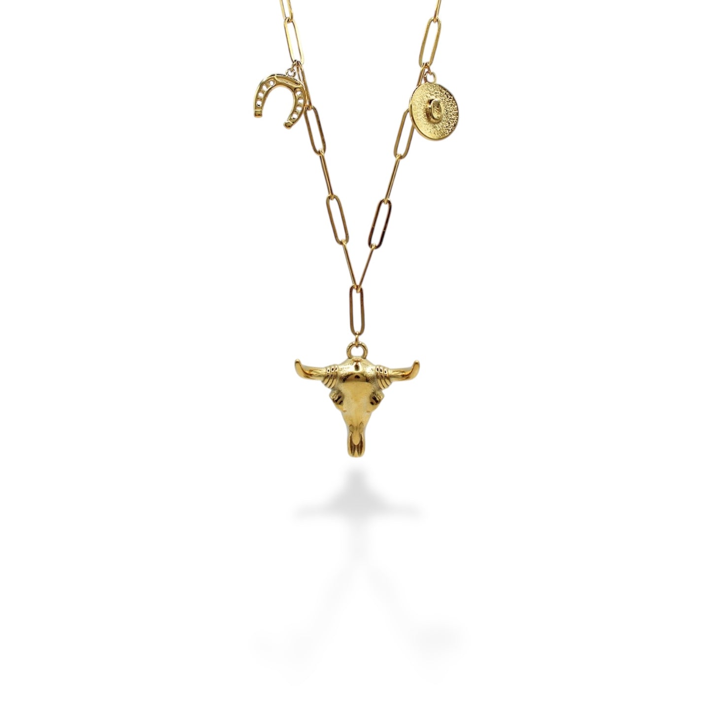 COLLAR CRANEO VACA HERRADURA Y SOMBRERO