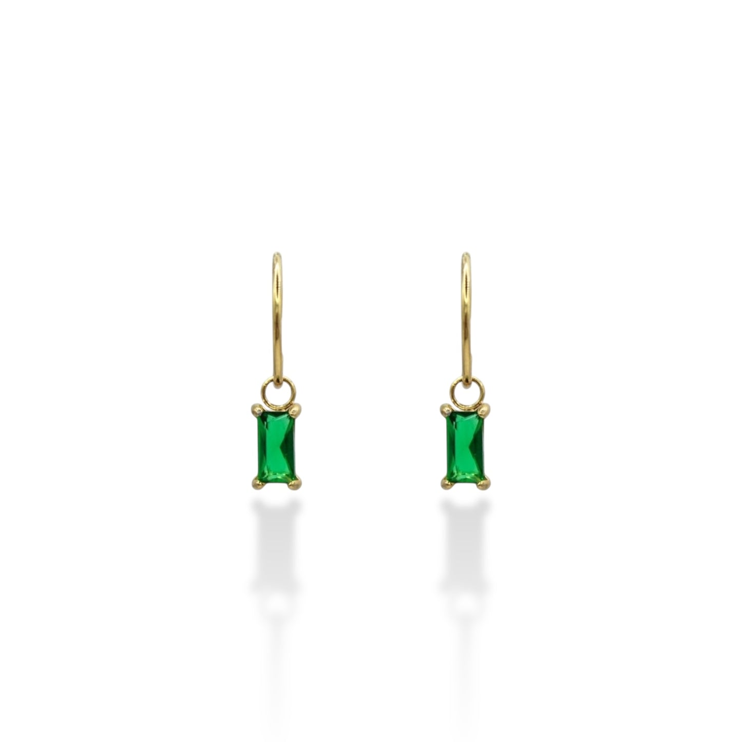 MEDIA HUGGIE ZIRCONIA VERDE CUADRADA