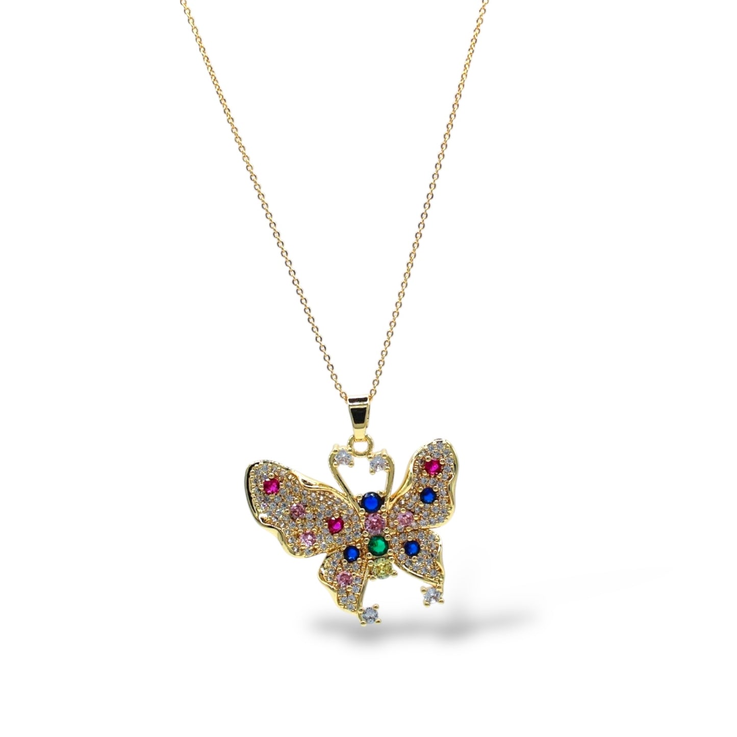 COLLAR MARIPOSA ZIRCONIAS COLORES