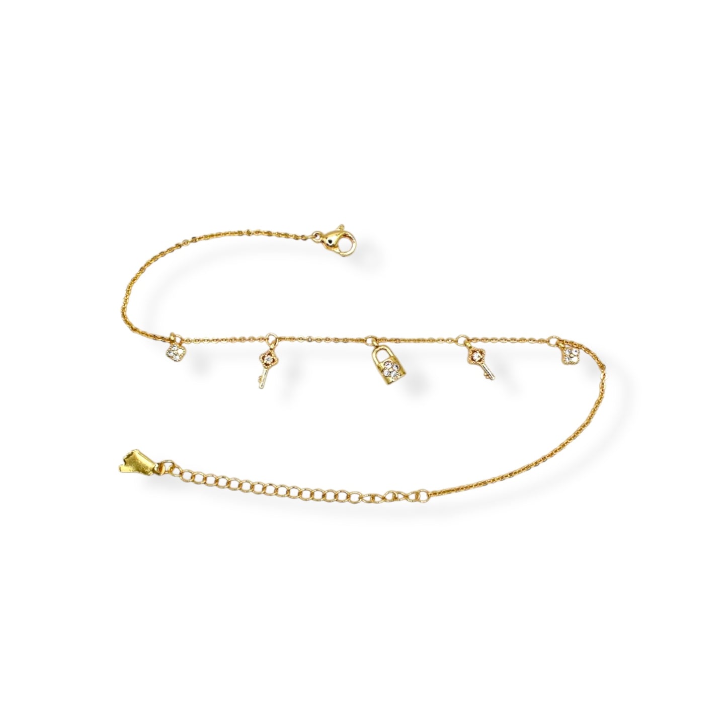 TOBILLERA LLAVES Y CANDADOS CON ZIRCONIAS
