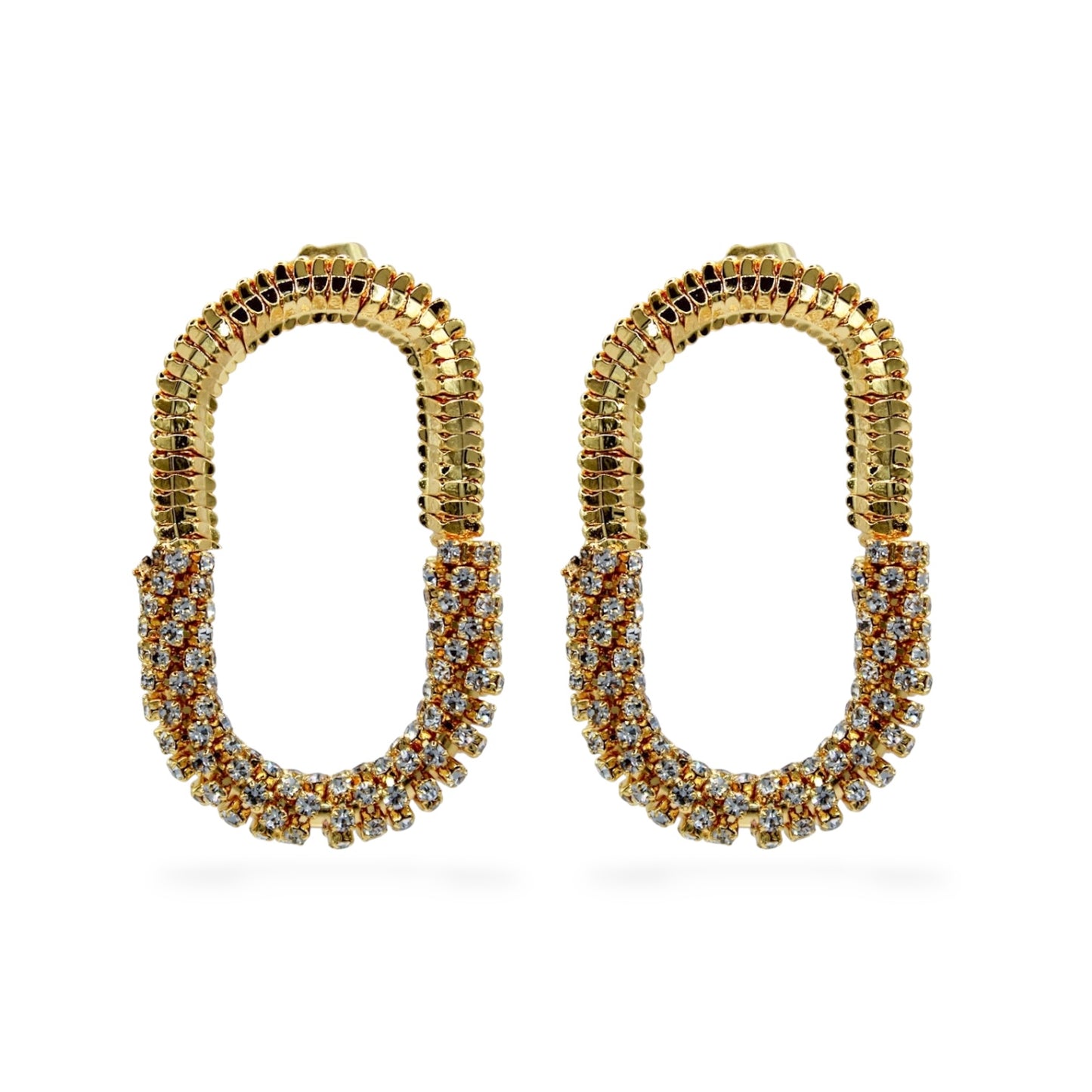 ARETES OVALADOS MITAD ZIRCONIAS