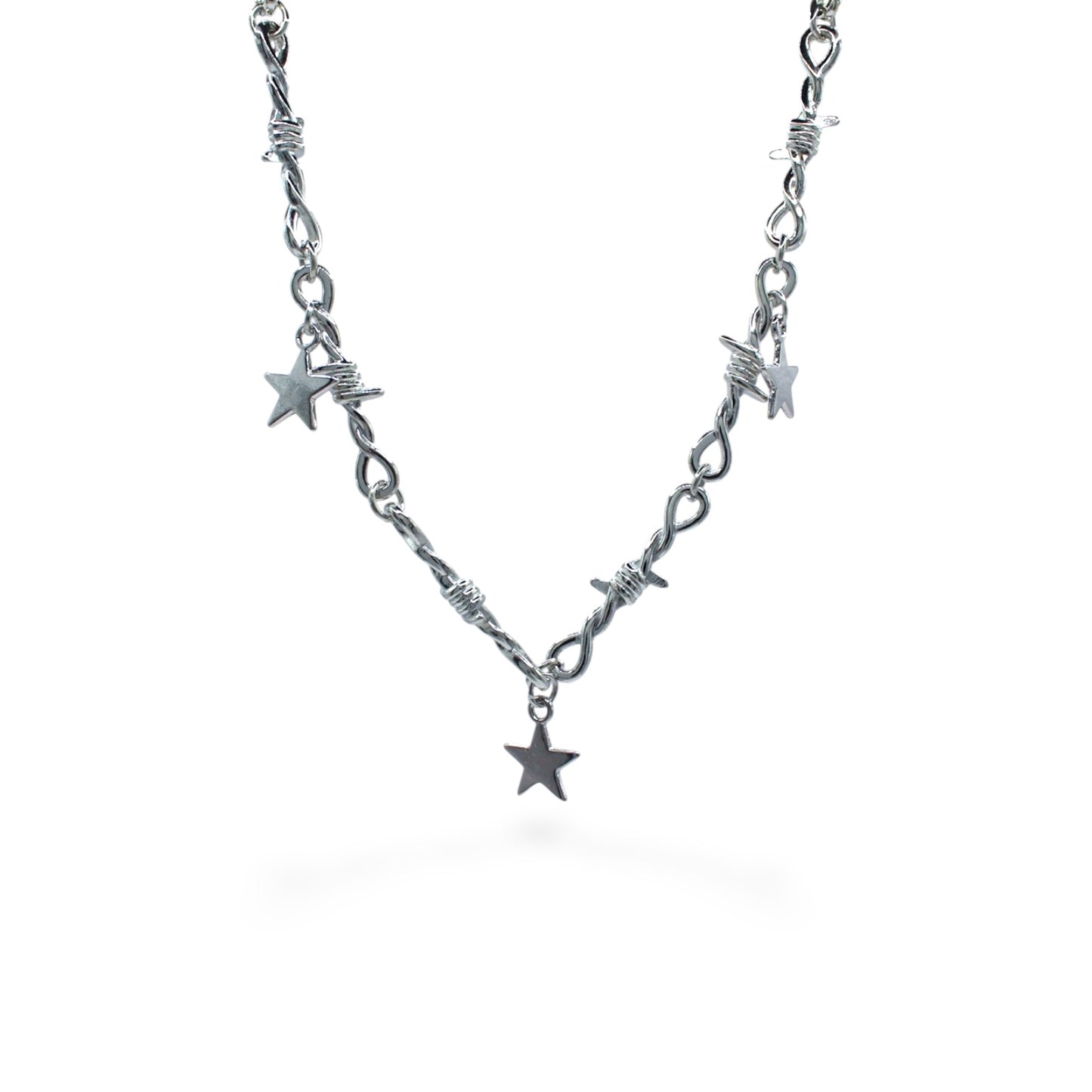 COLLAR PLATEADO ESTRELLAS LISAS