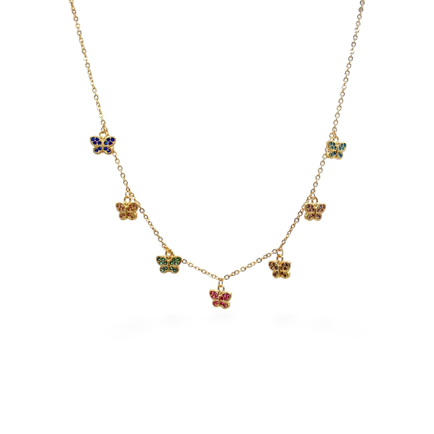 COLLAR MARIPOSAS ZIRCONIAS COLORES