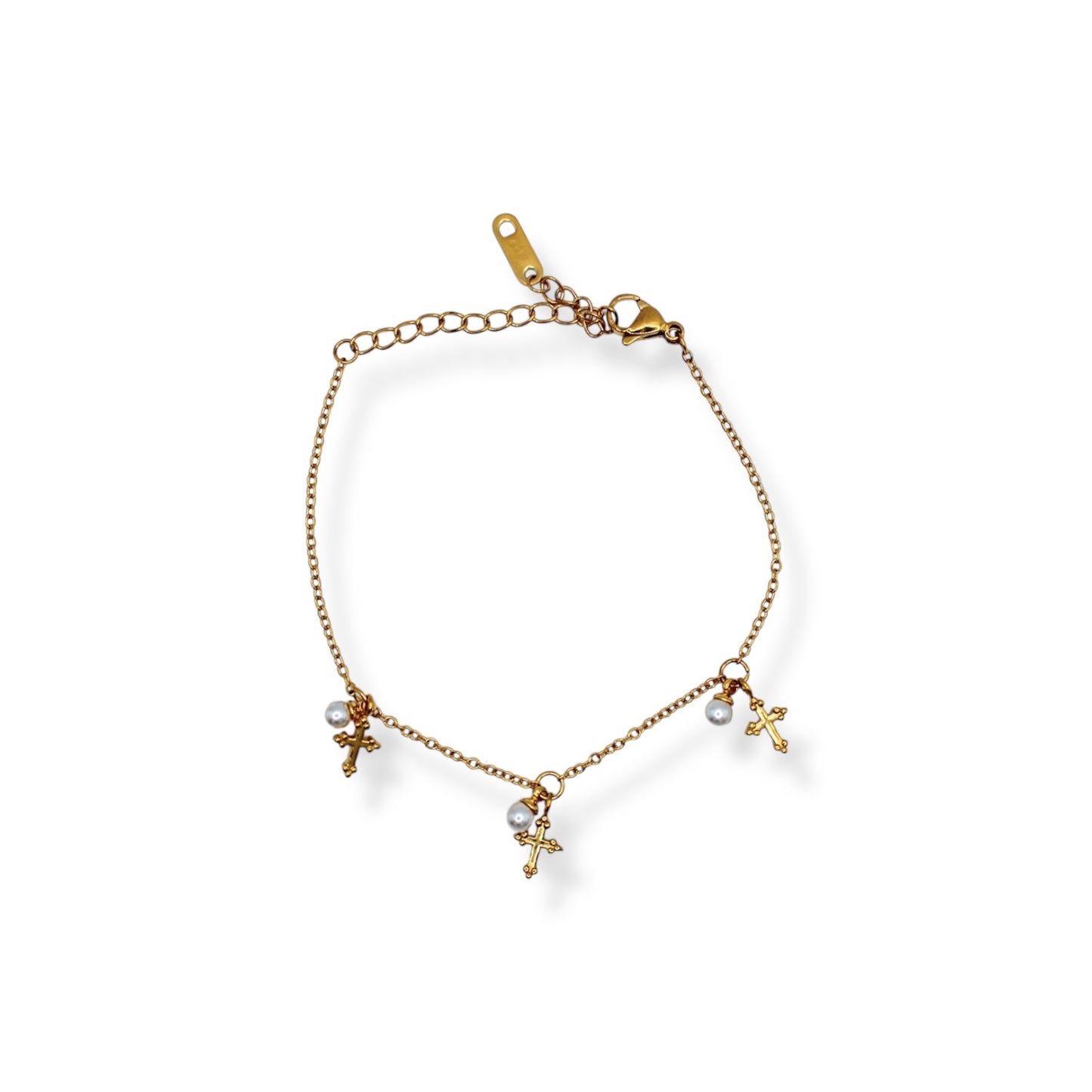 PULSERA CRUZ CON PERLA