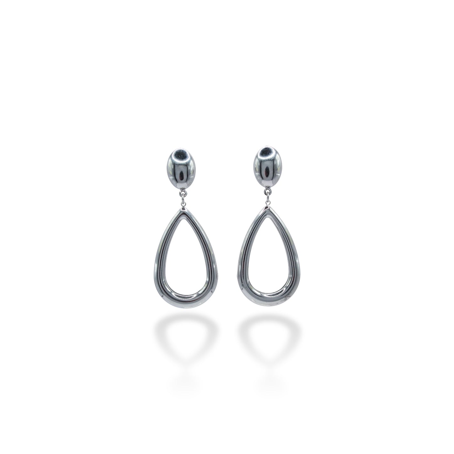 ARETE PLATEADO HUEVITO Y GOTA COLGANTE SILUETA