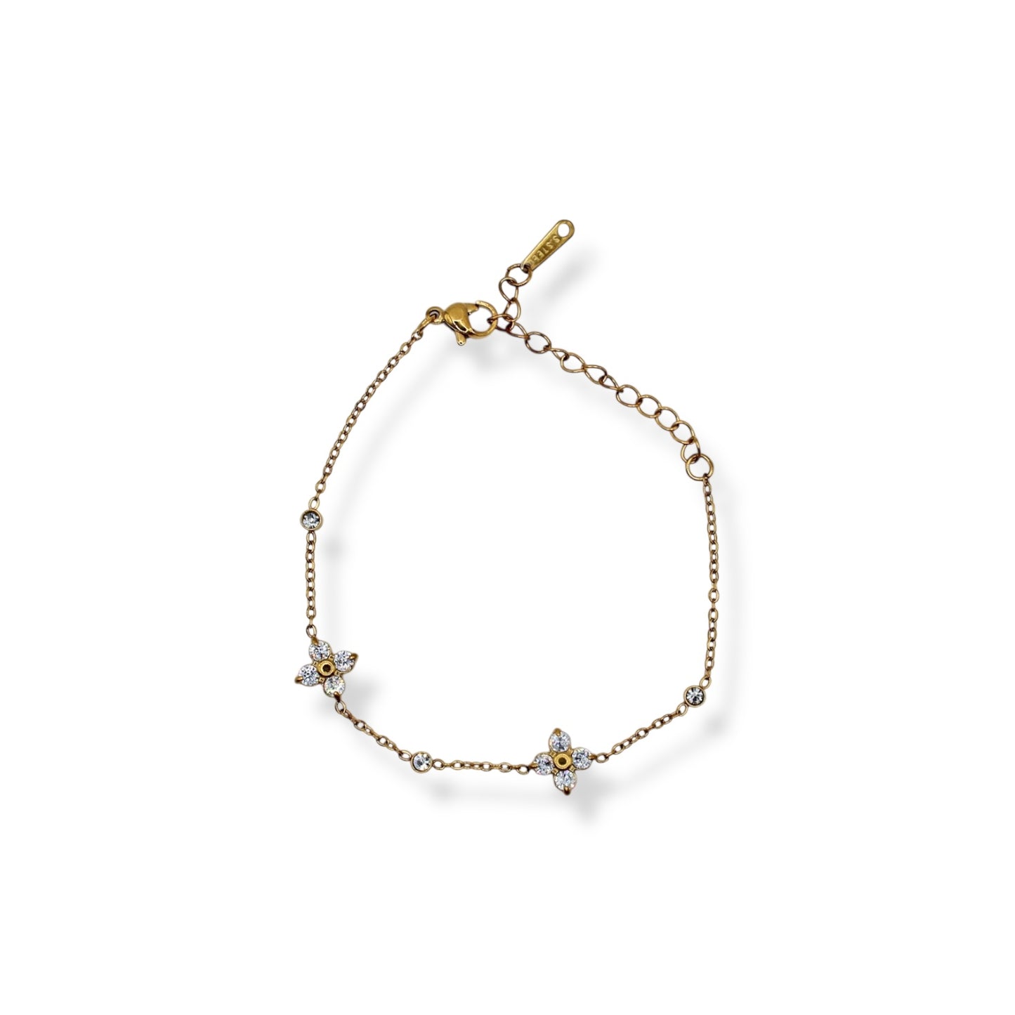 PULSERA FLOR ZIRCONIAS Y TRES ZIRCONIAS