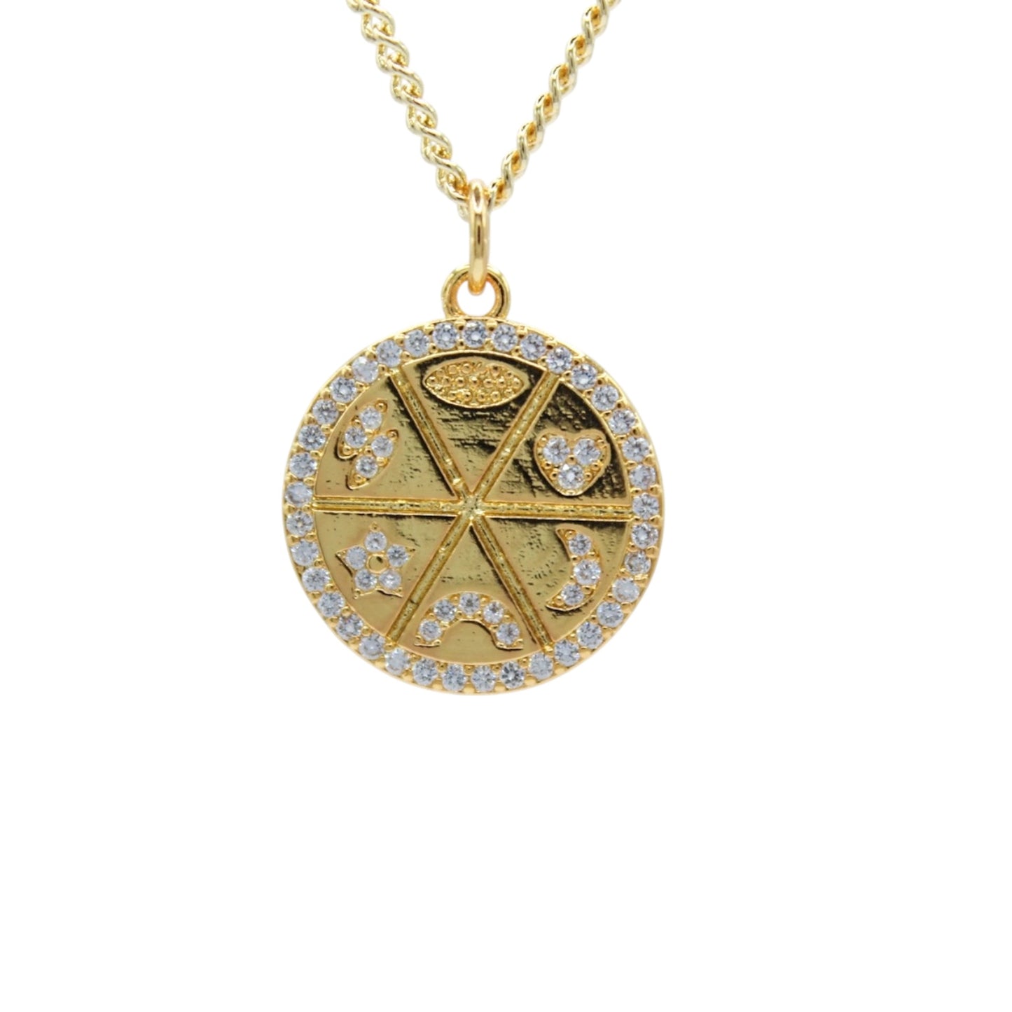 COLLAR DIJE REDONDO CORAZÓN Y ESTRELLA CON ZIRCONIAS