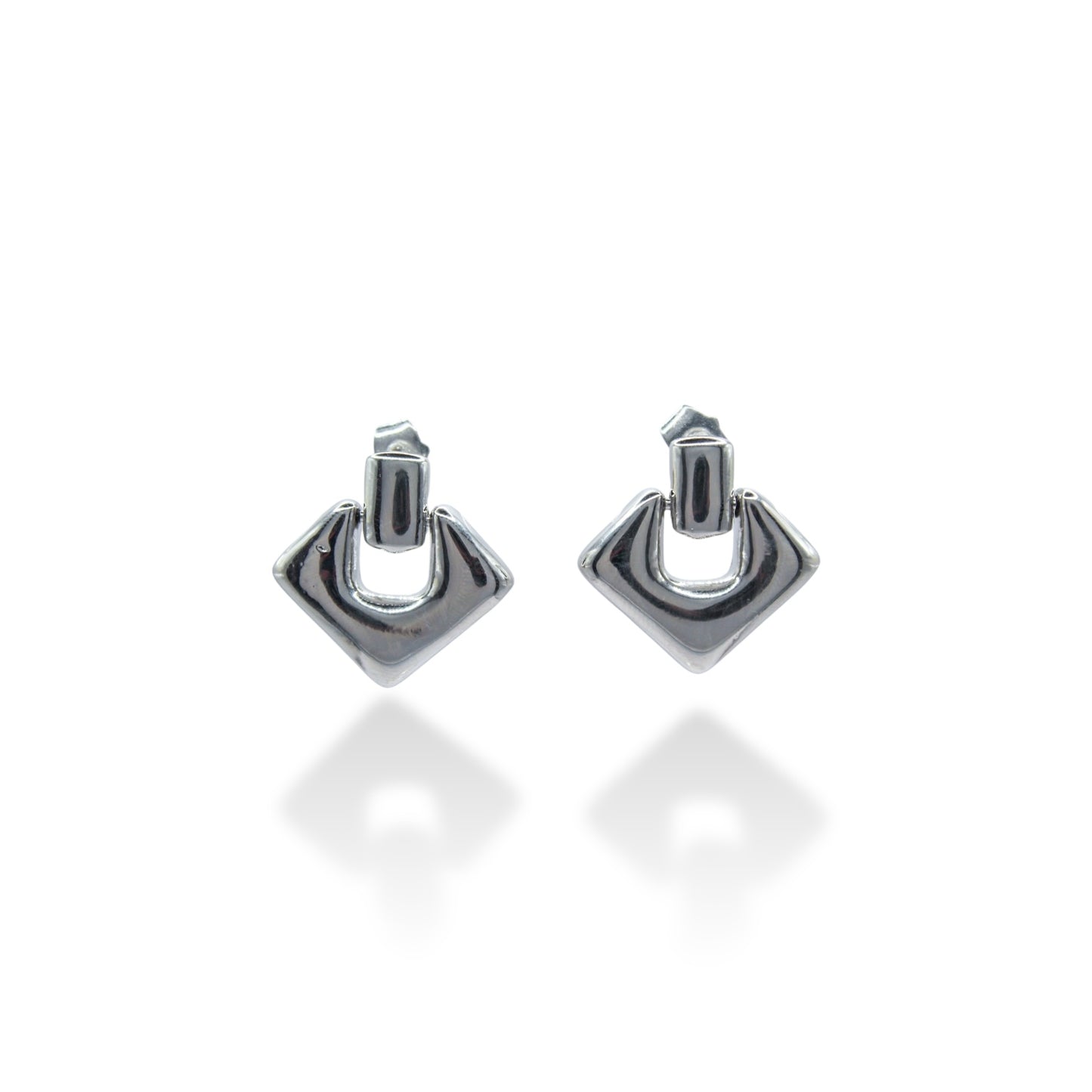 ARETE PLATEADO RECTANGULO CON TRIANGULO CHUNKY