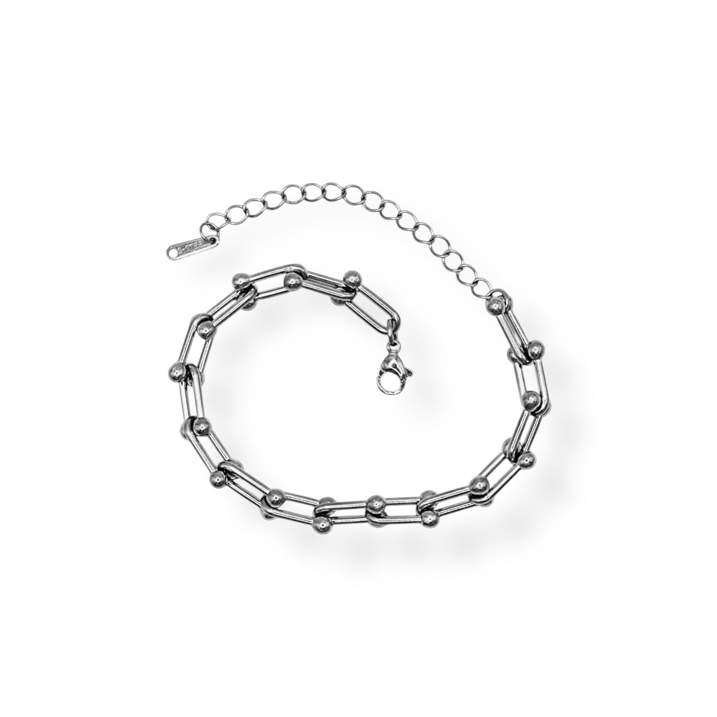 PULSERA U CON BOLITAS LISAS