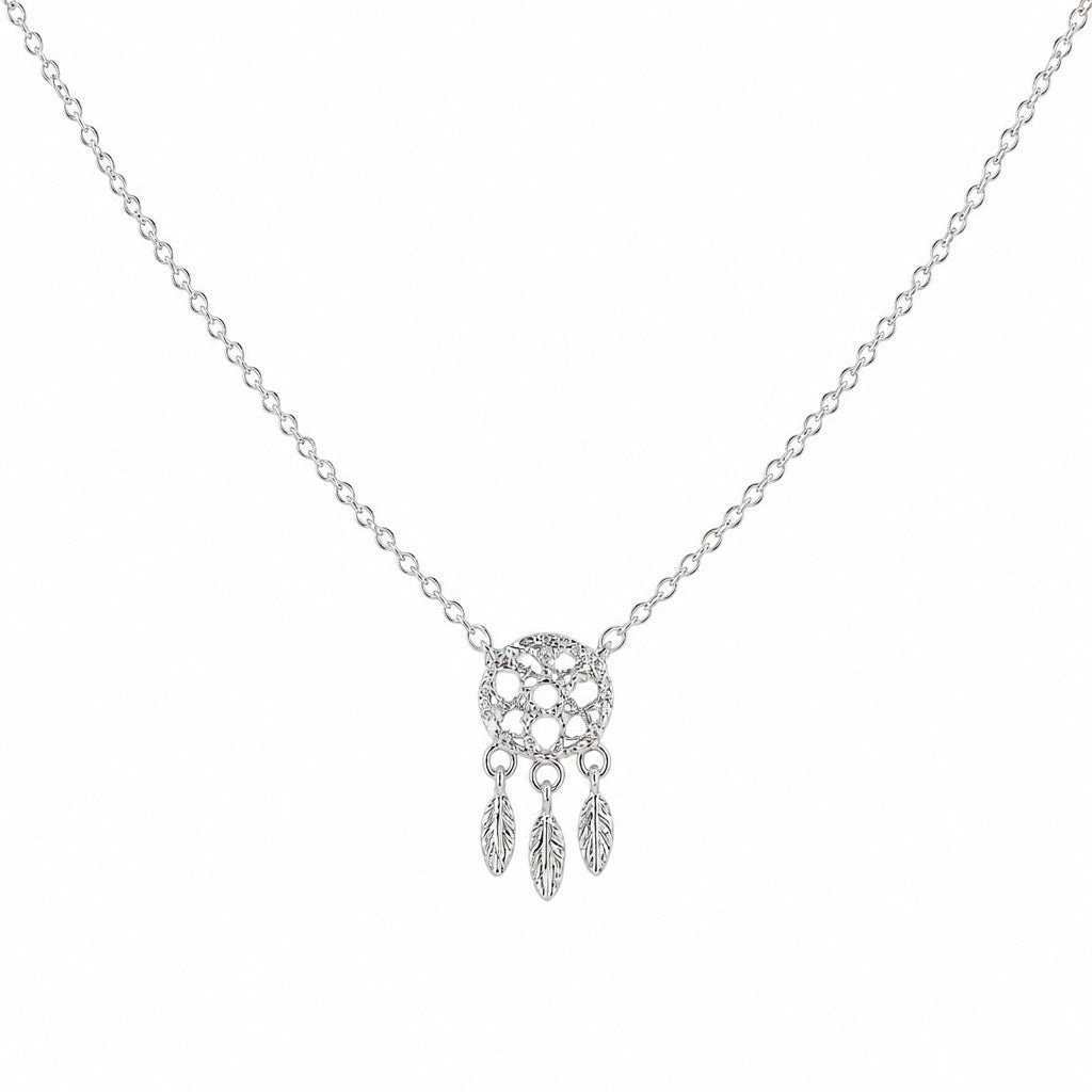 COLLAR ATRAPASUEÑOS CON PLUMAS PLATA .925