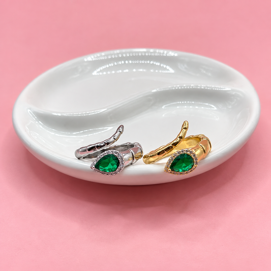 ANILLO SERPIENTE CABEZA ZIRCONIA VERDE