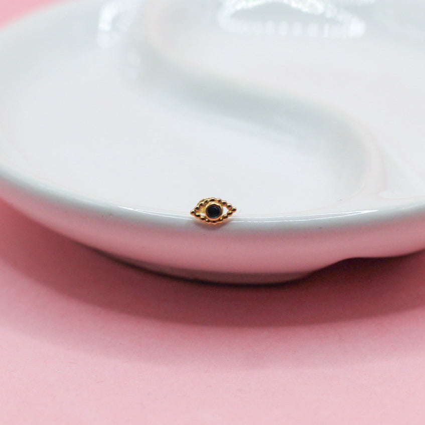 OJO BOLITAS ZIRCONIA AZUL ORO JAPONES 10K