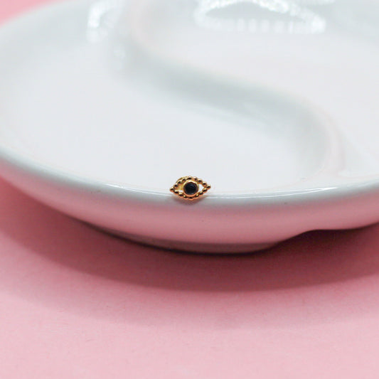 OJO BOLITAS ZIRCONIA AZUL ORO JAPONES 10K