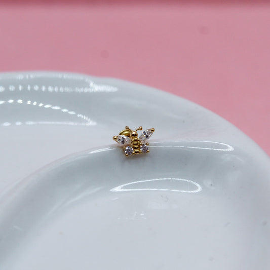 MARIPOSA ZIRCONIAS ORO JAPONES 10K