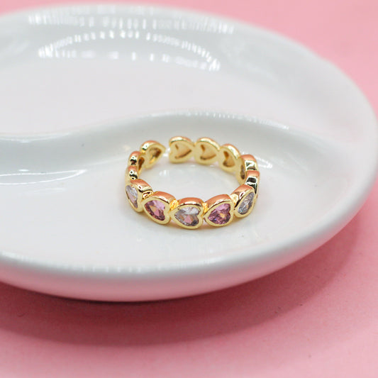 ANILLO CORAZONES ZIRCONIA ROSAS BLANCAS