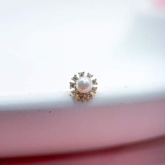 CIRCULO PERLA CON ZIRCONIA ORO JAPONES 10K